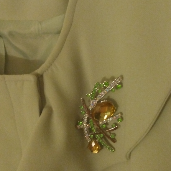Beautiful avocado green blazer adorned with gorgeous broche - Picture 3 of 7